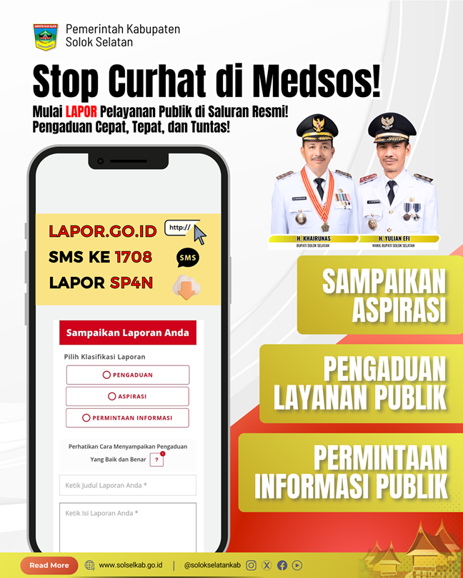 Stop Curhat di Medsos! Mulai LAPOR Pelayanan Publik di Saluran Resmi!  Pengaduan Cepat, Tepat, dan Tuntas!
