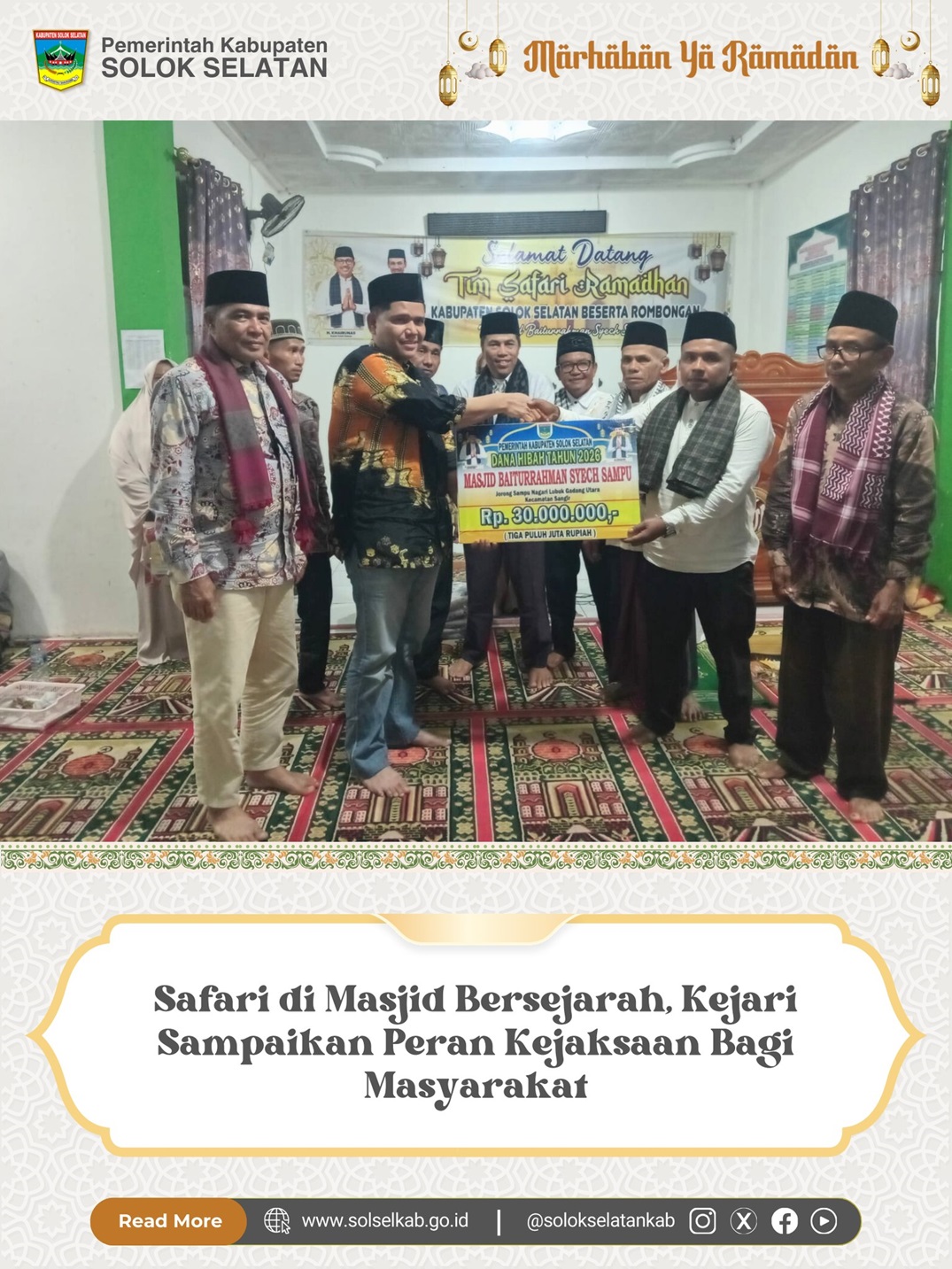 Safari di Masjid Bersejarah, Kejari Sampaikan Peran Kejaksaan Bagi Masyarakat
