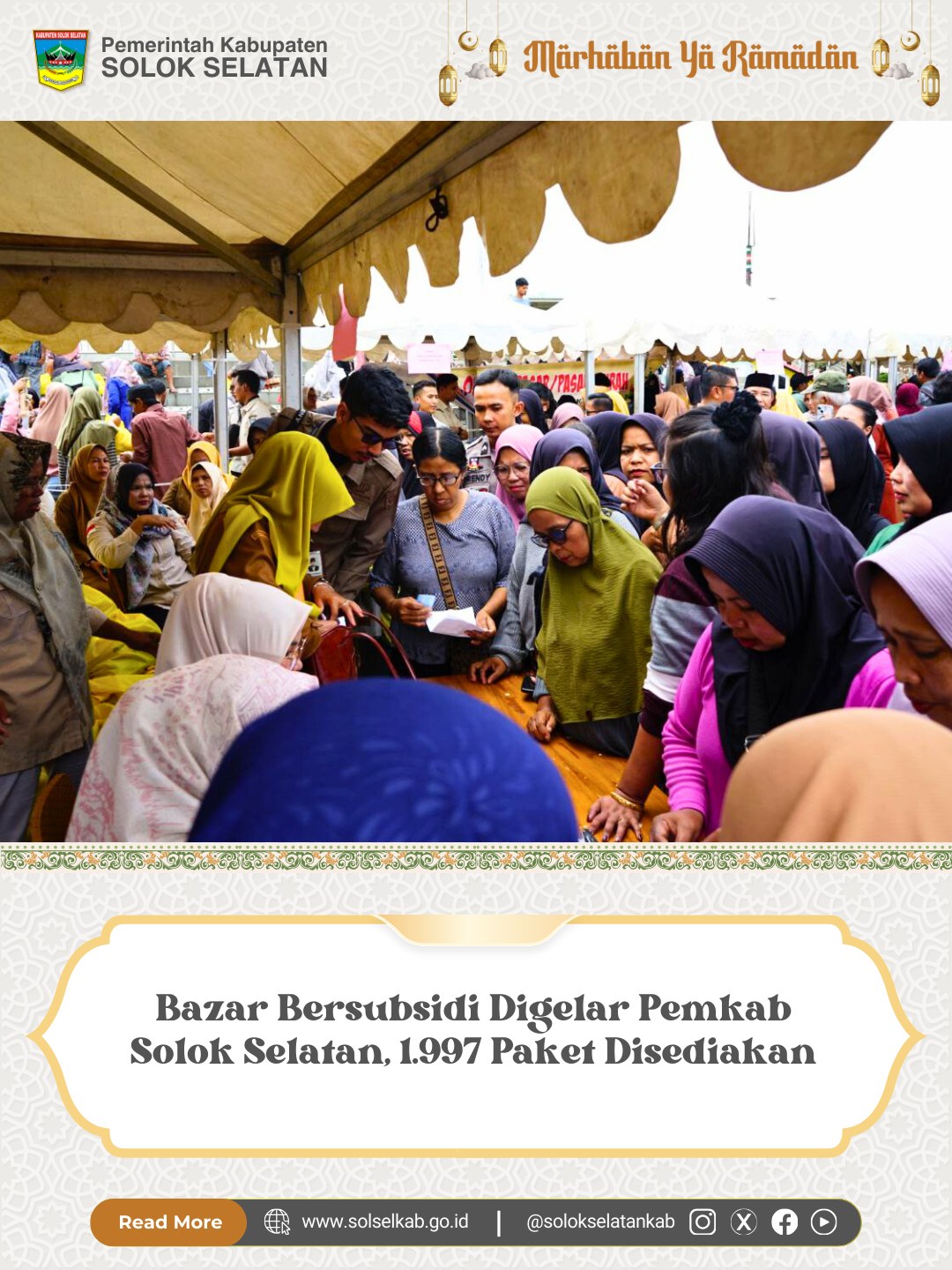 Bazar Bersubsidi Digelar Pemkab Solok Selatan, 1.997 Paket Disediakan