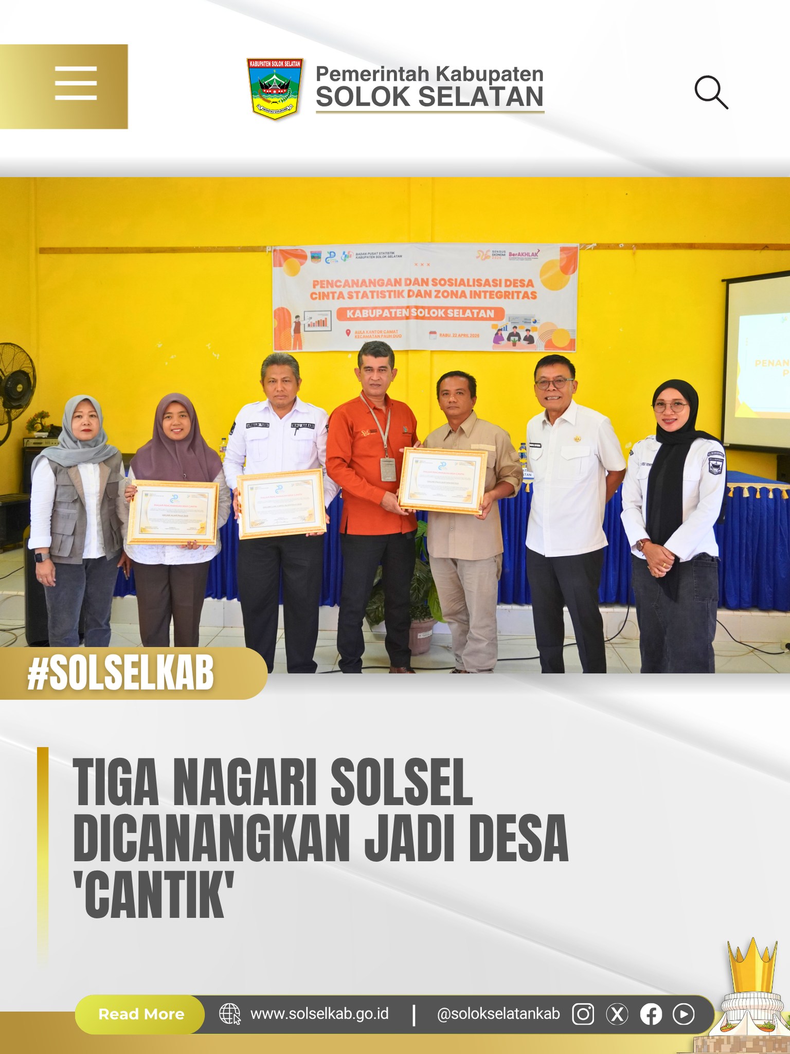 Tiga Nagari Solsel Dicanangkan Jadi Desa 'Cantik'