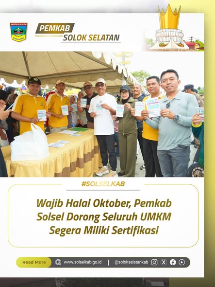 Wajib Halal Oktober, Pemkab Solsel Dorong Seluruh UMKM Segera Miliki Sertifikasi