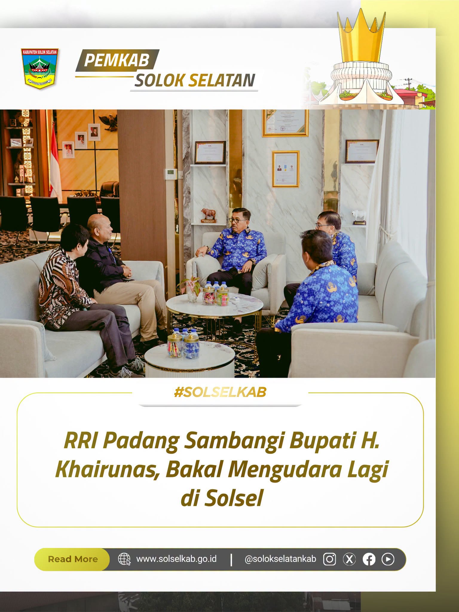 RRI Padang Sambangi Bupati H. Khairunas, Bakal Mengudara Lagi di Solsel